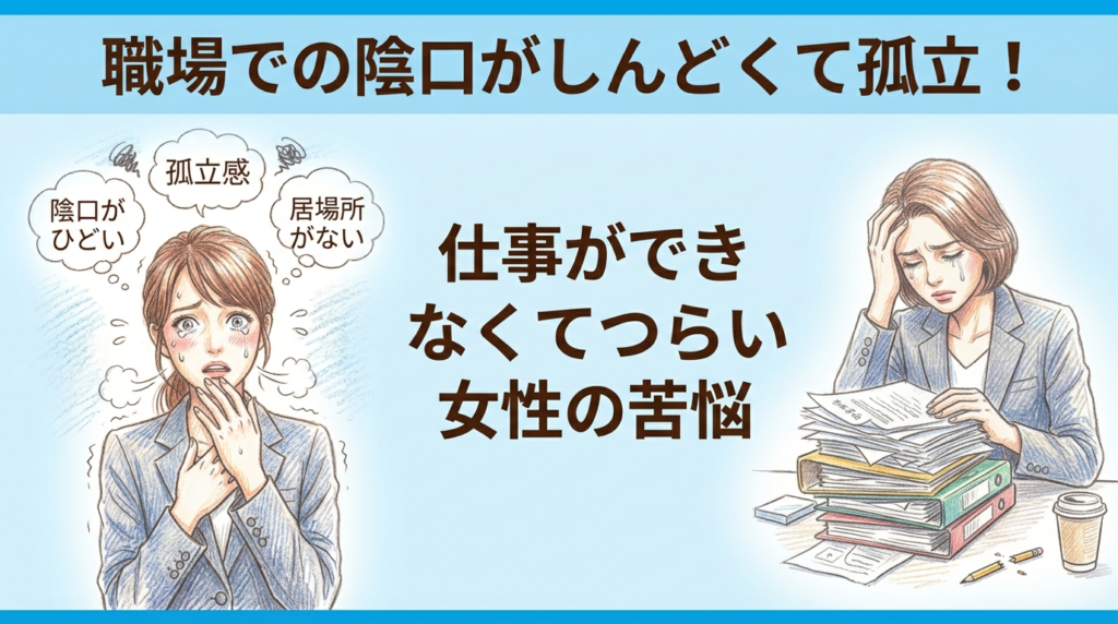 職場での陰口がしんどくて孤立！仕事ができなくてつらい