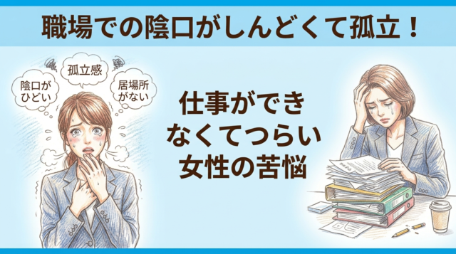 職場での陰口がしんどくて孤立！仕事ができなくてつらい