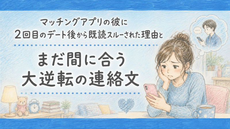 マッチングアプリの彼に2回目のデート後から既読スルーされた理由と、まだ間に合う大逆転の連絡文