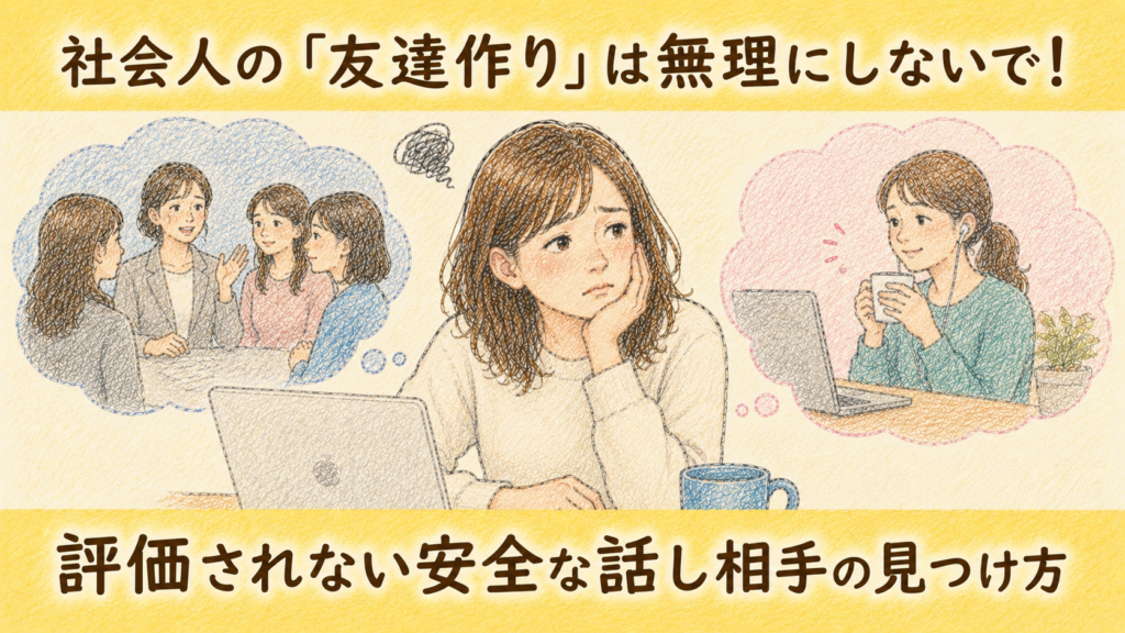 社会人の「友達作り」は無理にしないで！評価されない安全な話し相手の見つけ方