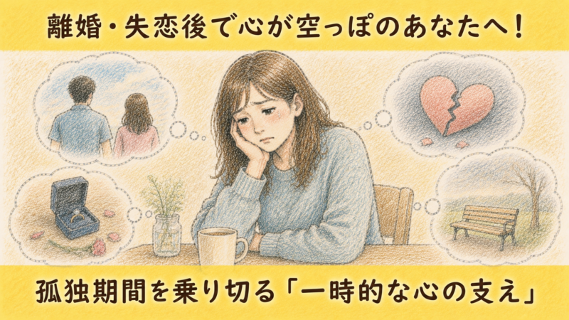 離婚・失恋後で心が空っぽのあなたへ！孤独期間を乗り切る「一時的な心の支え」