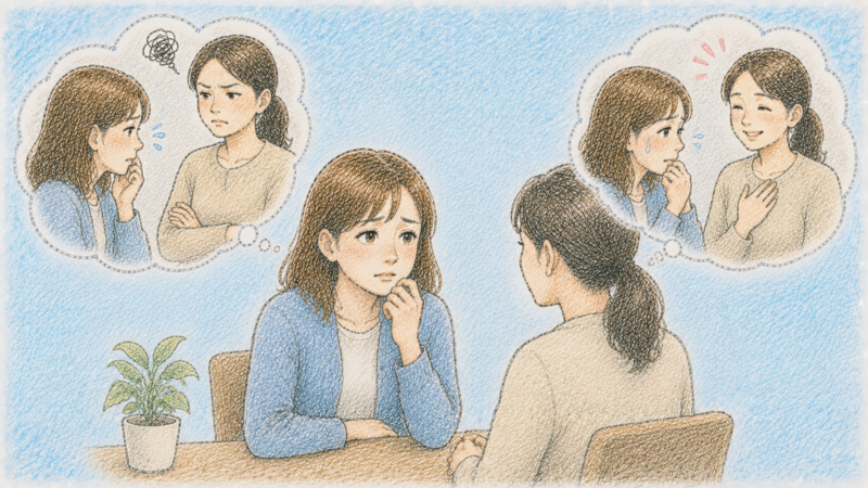 対面での会話は、相手の視線を常に感じ、この「見られている」という感覚は大きなプレッシャーになる