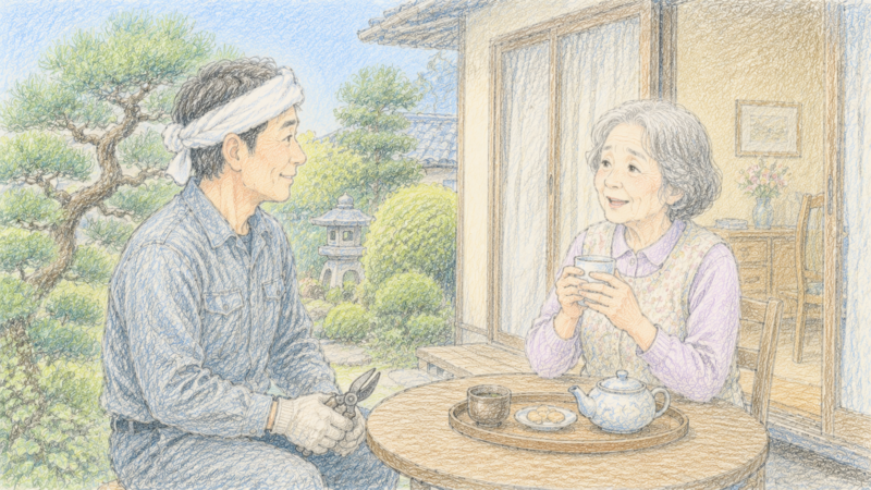 誰かと話すのはこの庭の手入れの日だけと心待ちにしているようです