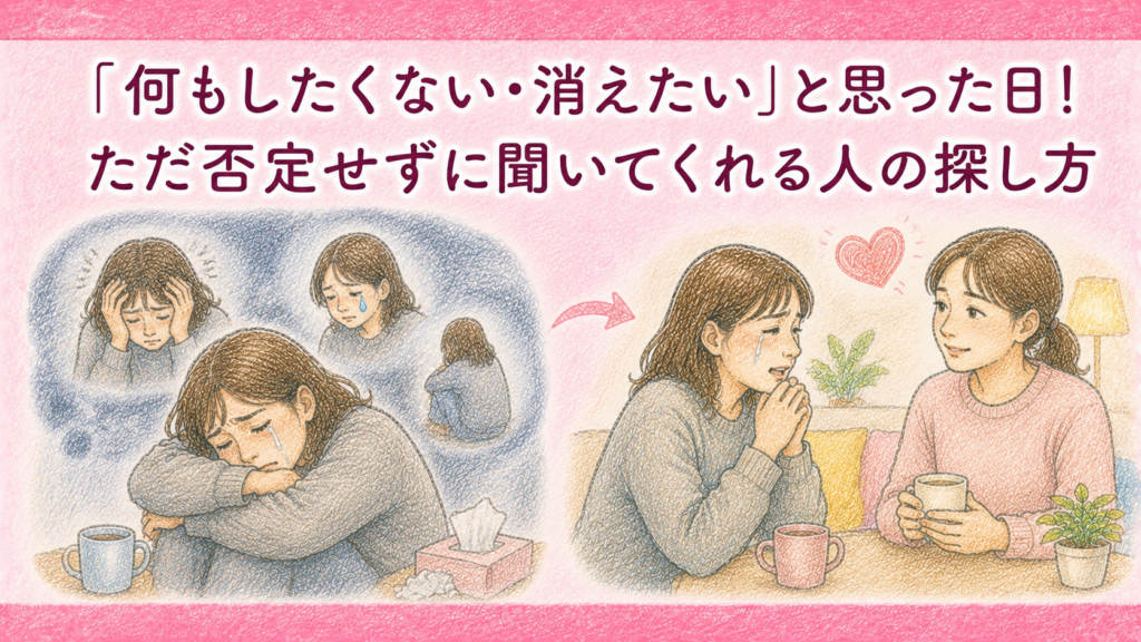 「何もしたくない・消えたい」と思った日！ただ否定せずに聞いてくれる人の探し方