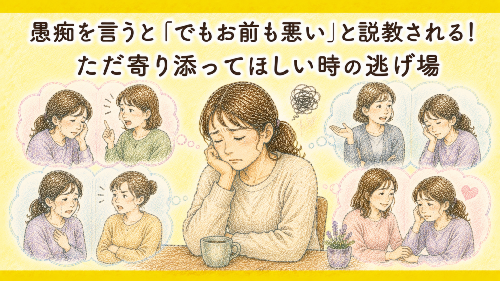 愚痴を言うと「でもお前も悪い」と説教される！ただ寄り添ってほしい時の逃げ場