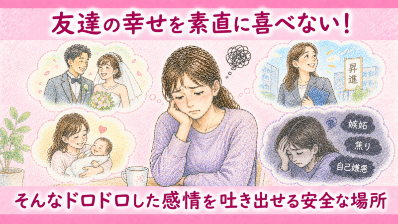 友達の幸せを素直に喜べない！そんなドロドロした感情を吐き出せる安全な場所