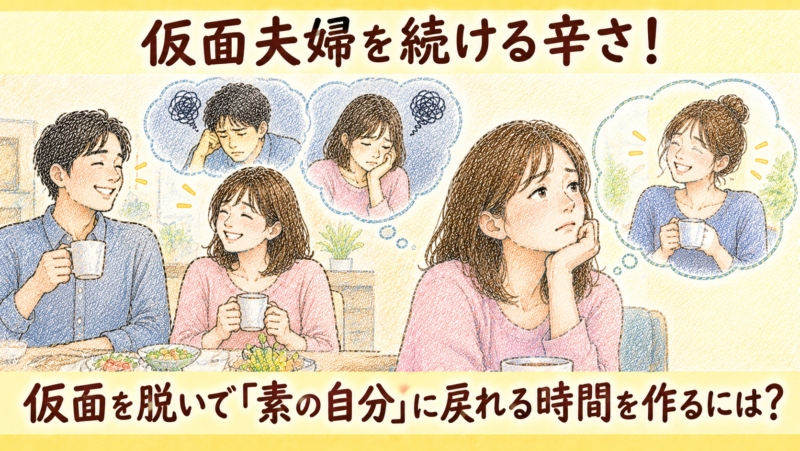 仮面夫婦を続ける辛さ！仮面を脱いで「素の自分」に戻れる時間を作るには？