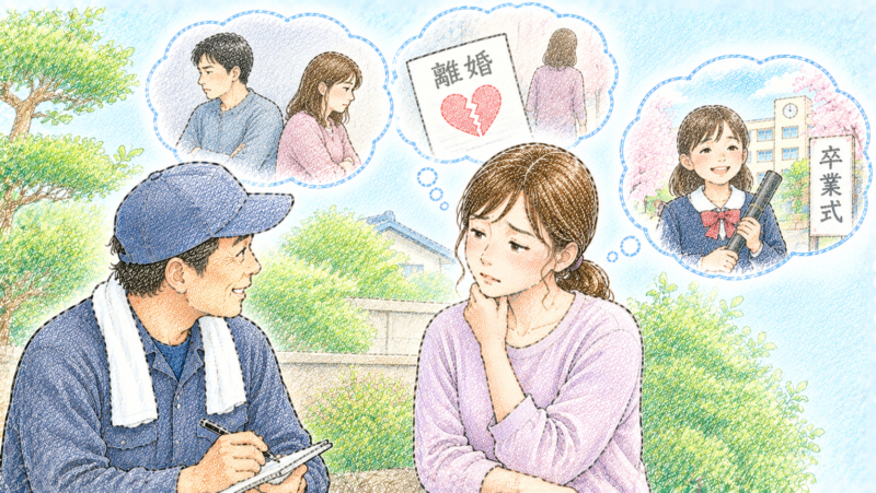 本当は離婚したいという気持ちを何年も抱えているが、子どもが小学校を卒業するまでは我慢しようと決めている