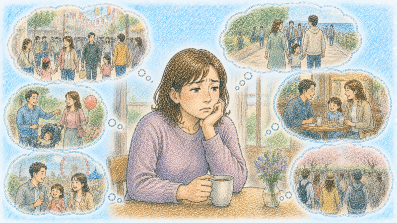 連休になるとお店も街も家族連れでいっぱいで、一人で歩いているのが辛い